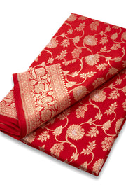 Red Handloom Banarasi Katan Silk Saree 10074268