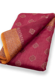 Maroon Handloom Banarasi Muga Silk Saree 10074272