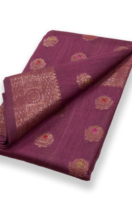Brown Handloom Banarasi Muga Silk Saree 10074274