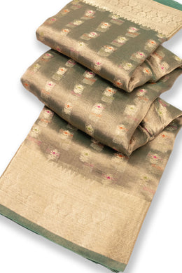 Green Banarasi Tissue Silk Saree 10074285