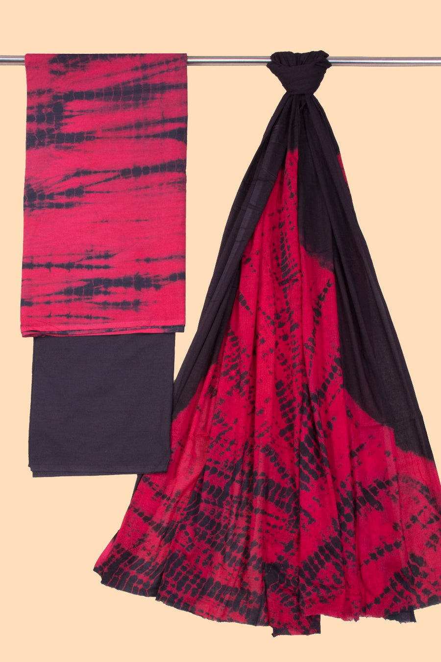 Magenta  Batik Cotton 3-Piece Salwar Suit Material -Avishya