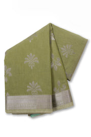 Green South Silk Cotton Saree 10073589