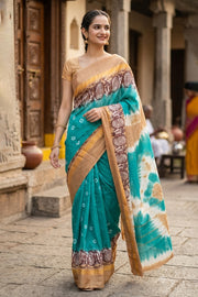 Blue Handcrafted Sungudi Cotton Saree 10074464