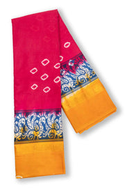 Dark Pink Handcrafted Sungudi Cotton Saree 10074466