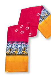 Dark Pink Handcrafted Sungudi Cotton Saree 10074466