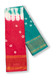 Dark Pink Handcrafted Sungudi Cotton Saree 10074467