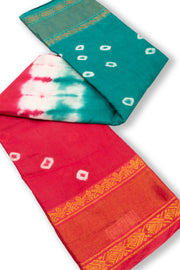 Dark Pink Handcrafted Sungudi Cotton Saree 10074467