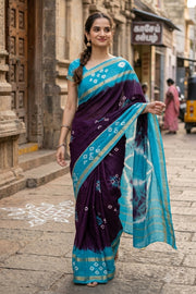 Purple Handcrafted Sungudi Cotton Saree 10074928