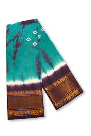 Blue Handcrafted Sungudi Cotton Saree 10074929