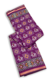 Purple Patola Printed Silk Cotton Saree 10074939