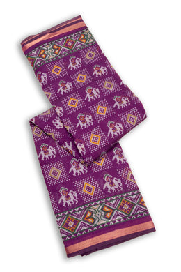 Purple Patola Printed Silk Cotton Saree 10074939