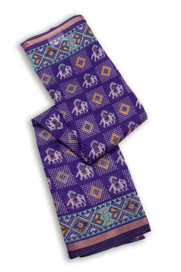 Purple Patola Printed Silk Cotton Saree 10074940