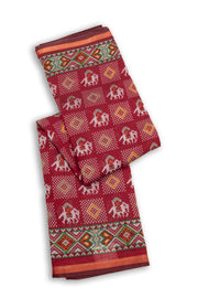 Red Patola Printed Silk Cotton Saree 10074943