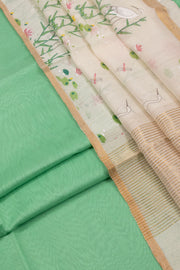 Green Chanderi Silk Cotton 2 pc Salwar Suit Material 