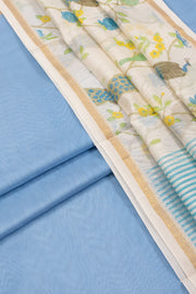 Blue Chanderi Silk Cotton 2 pc Salwar Suit Material 