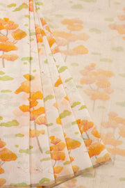 Cream Handloom Chanderi Silk Cotton Saree