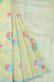 Green Handloom Printed Chanderi Silk Cotton Saree