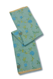 Blue Chanderi Printed Silk Cotton Saree 10075360