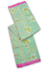 Green Chanderi Printed Silk Cotton Saree 10075365