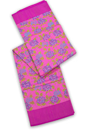 Pink Chanderi Printed Silk Cotton Saree 10075369