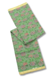 Green Chanderi Printed Silk Cotton Saree 10075366