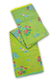 Green Chanderi Printed Silk Cotton Saree 10075367