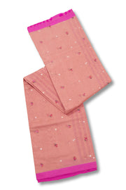 Peach Chanderi Printed Silk Cotton Saree 10075372