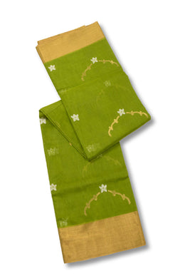 Green Chanderi Silk Cotton Saree 10075374