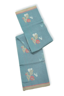 Blue Chanderi Silk Cotton Saree 10075381