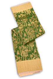 Green Chanderi Jaal Design Silk Saree 10075388