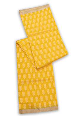 Yellow Chanderi Jaal Design Silk Saree 10075389