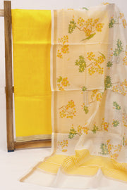 Yellow Chanderi Silk Cotton 2 Piece Salwar Suit Material 10075390