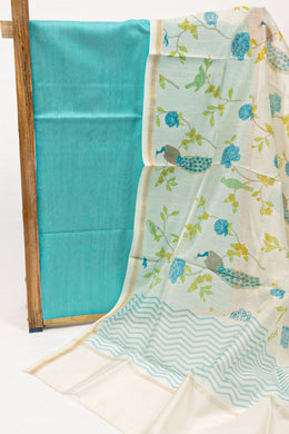 Blue Chanderi Silk Cotton 2 Piece Salwar Suit Material 10075393