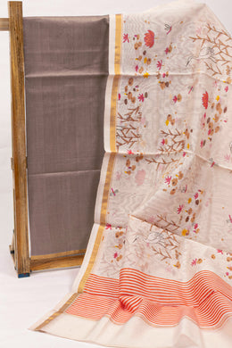 Brown Chanderi Silk Cotton 2 Piece Salwar Suit Material 10075394