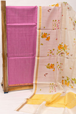 Pink Chanderi Silk Cotton 2 Piece Salwar Suit Material 10075397