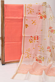 Peach Chanderi Silk Cotton 2 Piece Salwar Suit Material 10075398