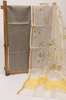 Brown Chanderi Silk Cotton 2 Piece Salwar Suit Material 10075399