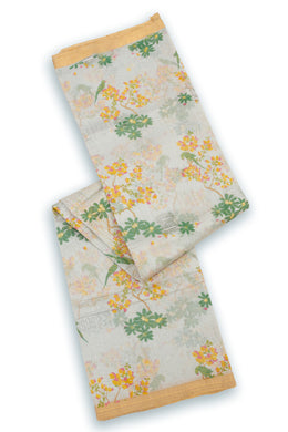 Cream Chanderi Printed Silk Cotton Saree 10075924