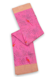 Pink Chanderi Printed Silk Cotton Saree 10075926