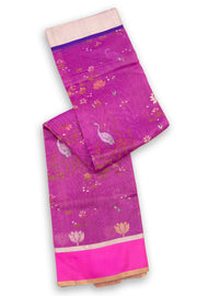 Pink Chanderi Printed Silk Cotton Saree 10075931