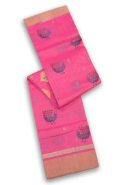 Pink Chanderi Printed Silk Cotton Saree 10075933