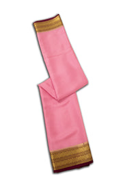 Petal Pink Mysore Crepe Silk Saree With Zari Border 10076668