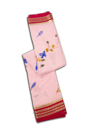 Pink Mysore Crepe Floral Silk Saree 10076683
