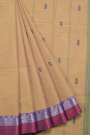 Dual Tone Beige Handloom Chettinad Cotton Saree 10070025