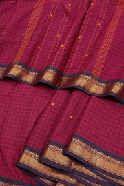 Marron 9 yard Chettinad Cotton Saree 10072411