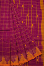 Maroon Handloom Chettinad Cotton Saree 10072661