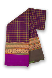 Purple Handloom Chettinad Cotton Saree Without Blouse 10075061