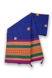 Blue Handloom Chettinad Cotton Saree 10075069