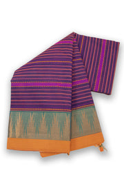 Purple Handloom Chettinad Cotton Saree 10075078