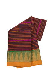 Brown Handloom Chettinad Cotton Saree 10075079